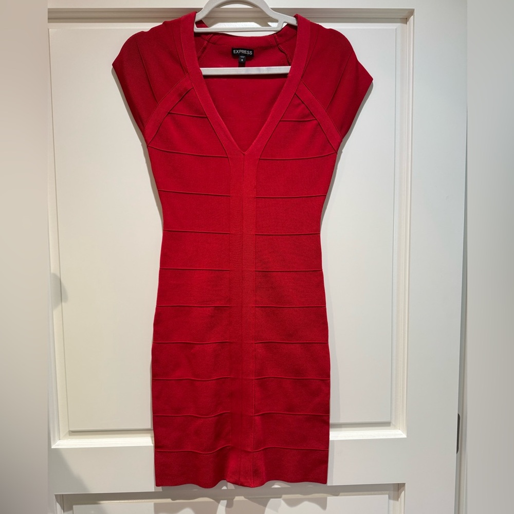 Express Bodycon Knit Dress Size S - Red - Worn once!